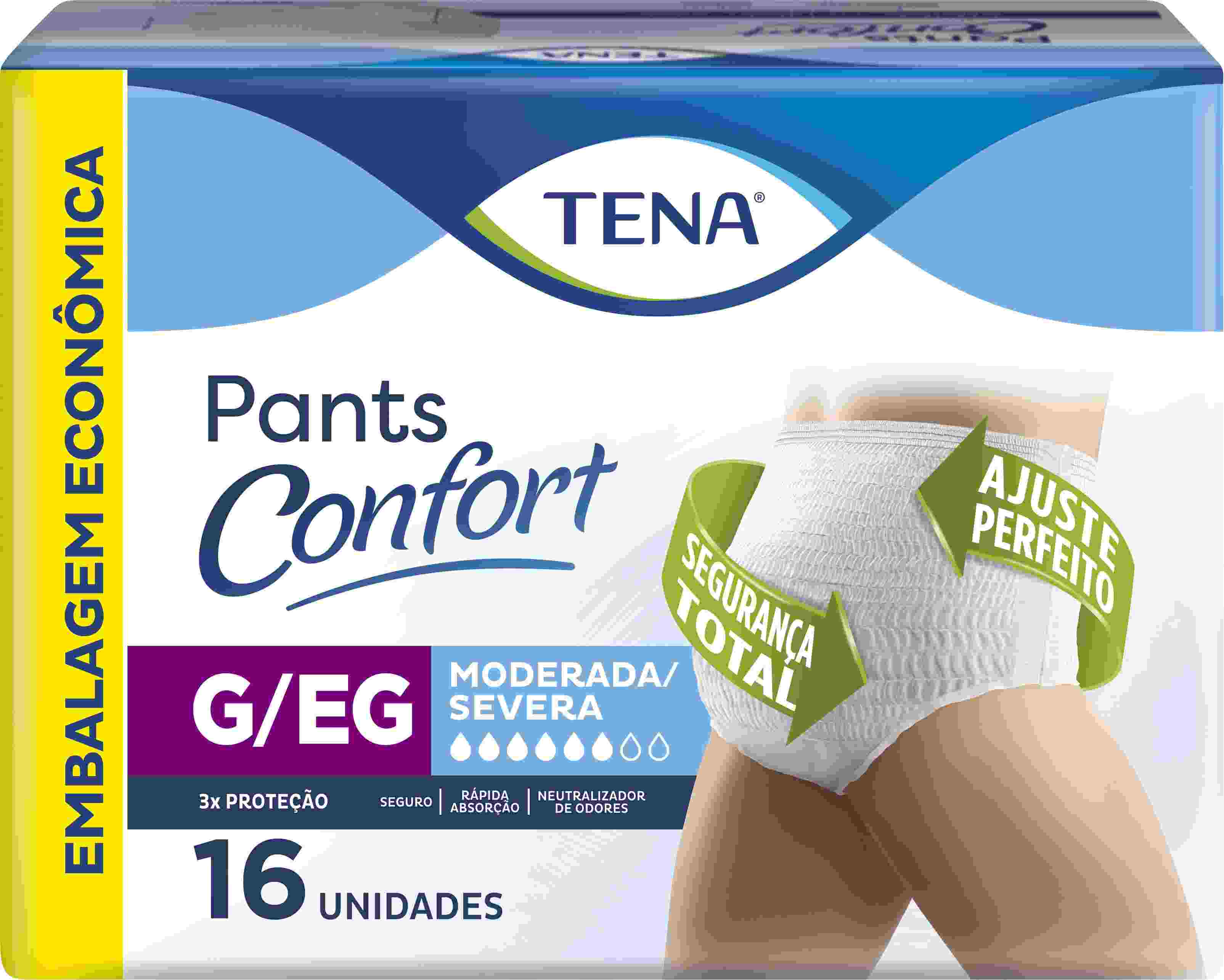 ROUPA ÍNTIMA TENA PANTS CONFORT G/EG COM 16 UNIDADES                                                