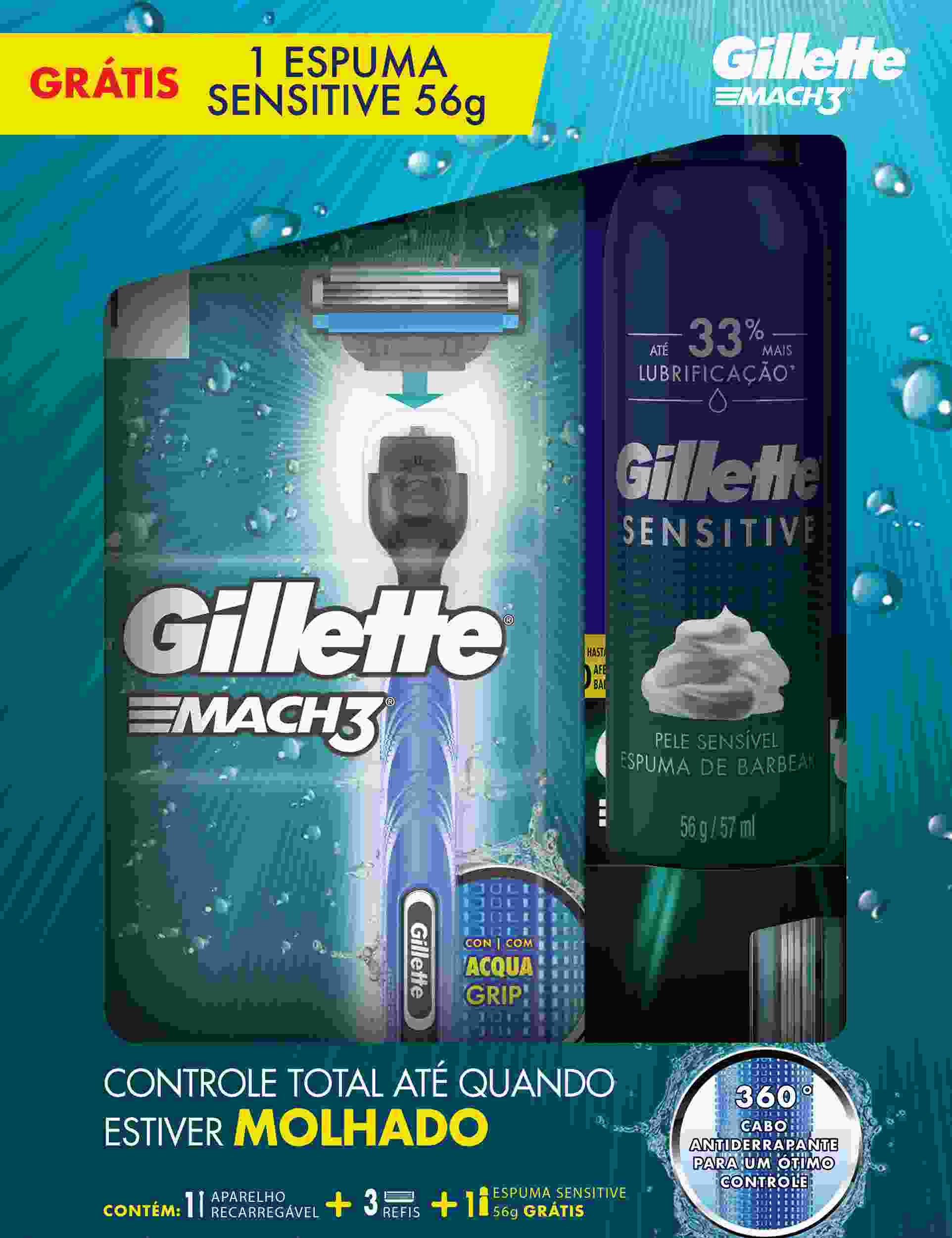 GILLETTE PRESTOBARBA 3 SENSECARE COM 4 UNIDADES + 1 GARRAFA GRÁTIS                                  